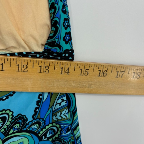 CoCo Reef Womens 36DD Tankini Swim Top Turquoise Navy Blue Paisley Polka Dot - Picture 7 of 8